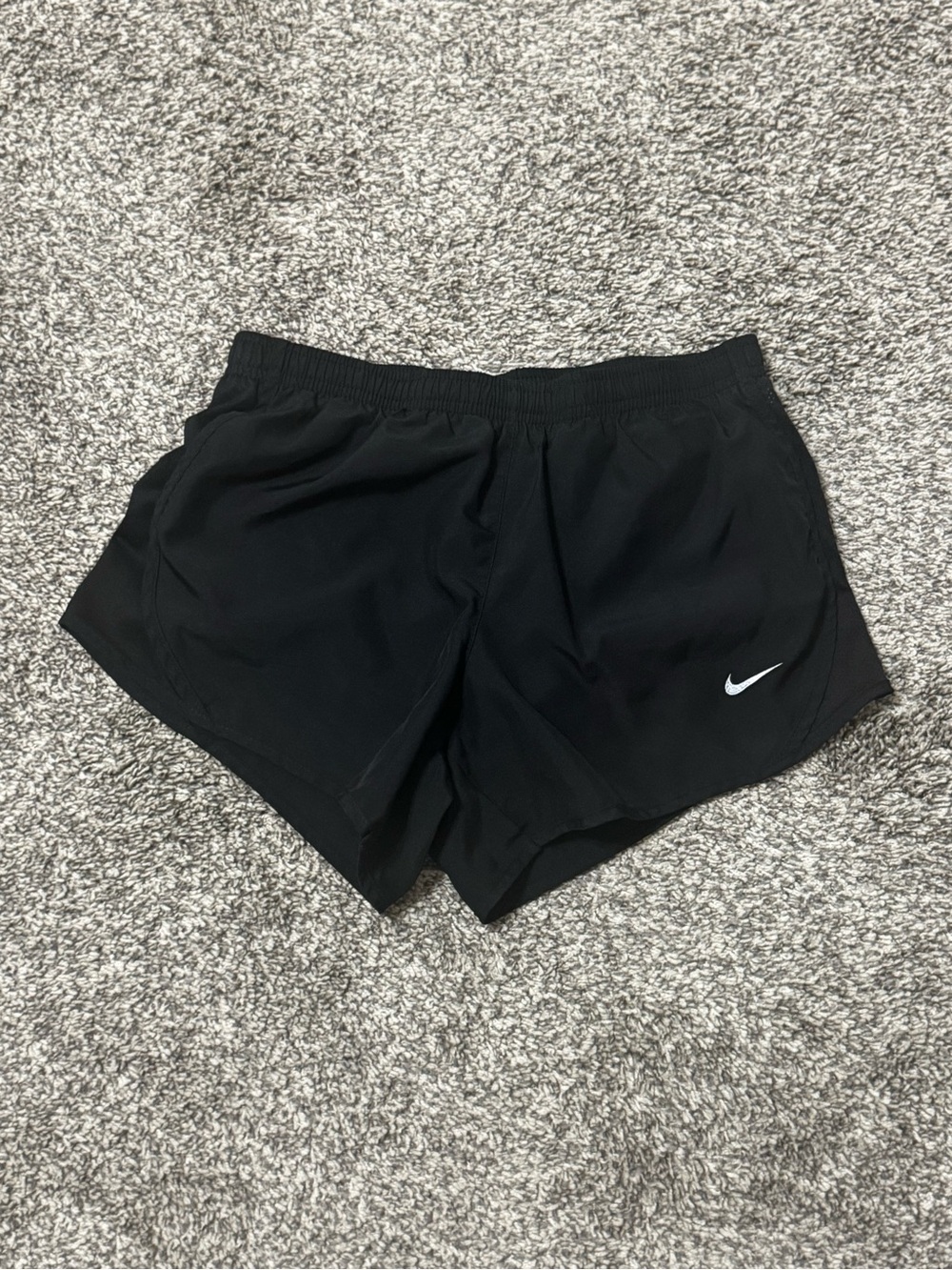 Nike Black Girl’s Athletic Running Shorts with White Swoosh